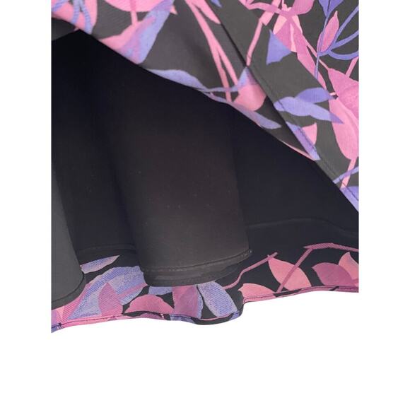 Vintage Ann Taylor Loft Women's Size 6 Purple Leaf Print 100% Silk Skirt - Picture 3 of 4